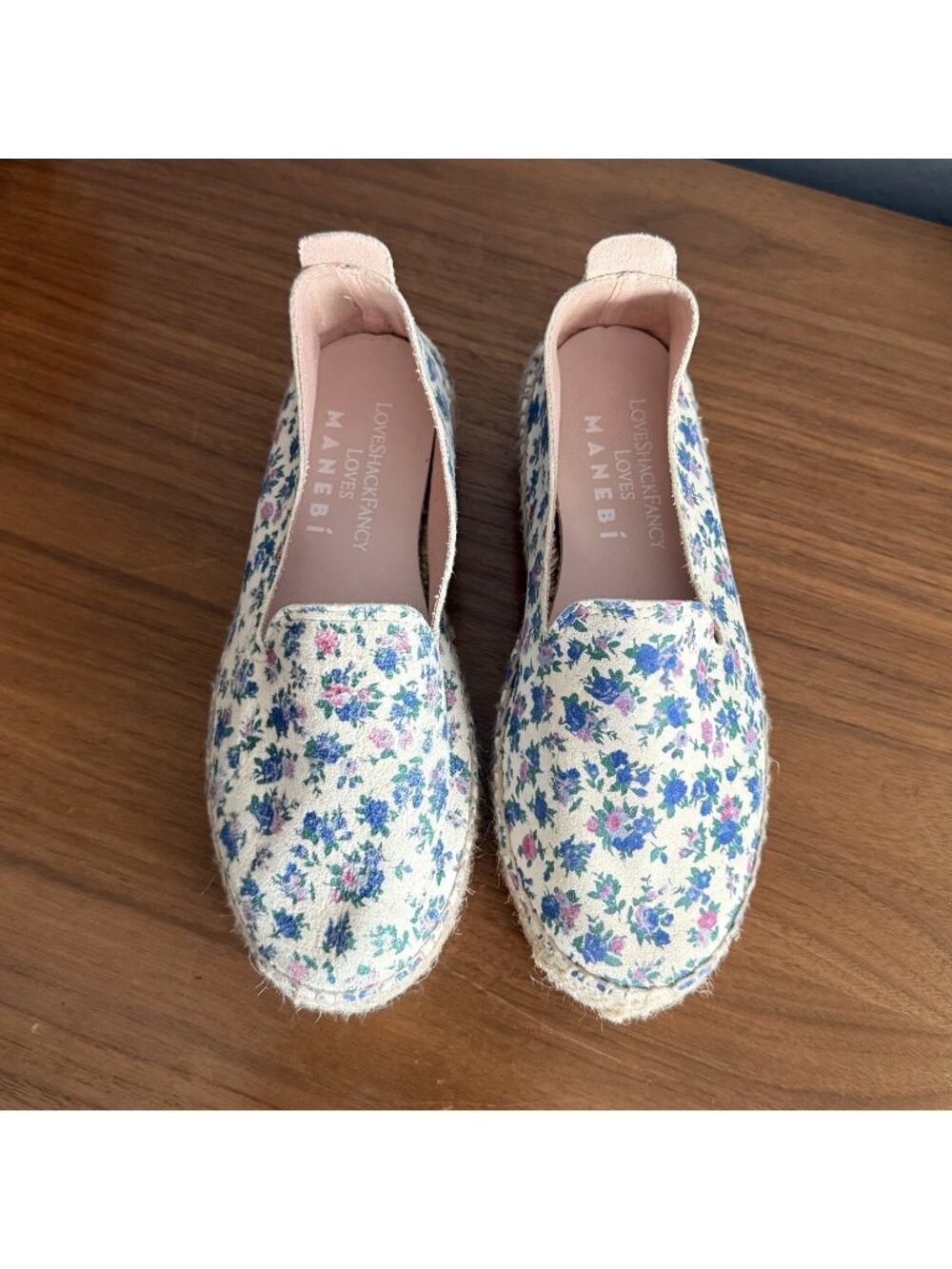 Manebi X Love Shack Fancy Slipper Platform Blue Jay Song Size 36